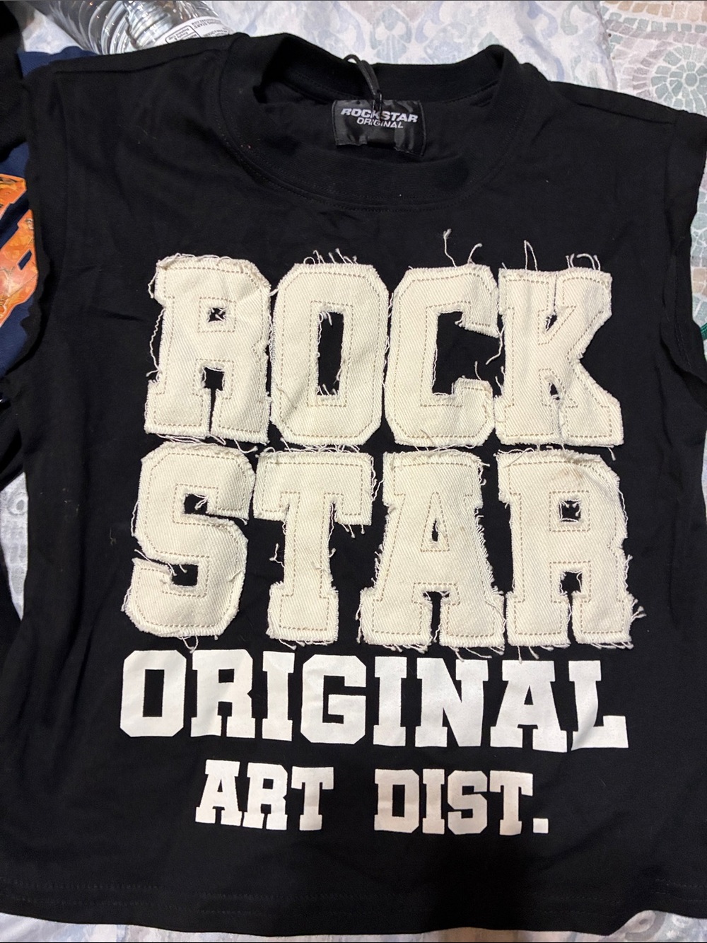 Rock Star Original Black Kids Tank Top with White Lettering